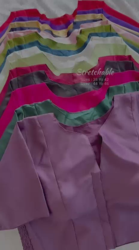 Soft Maslin Silk Elastic Stretchable Blouse – Plus Size – 50 AED