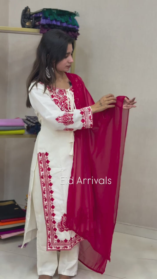 Roman Silk Embroidered Suits – available at 99 Dhs
