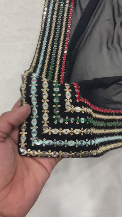 Designer Georgette Saree with Embroidered Multicolor Blouse