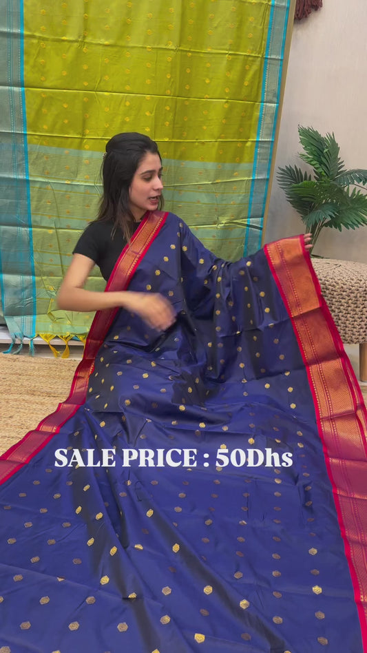 Cotton Silk Copper Zari Weaving Sarees – now at 50 Dhs.