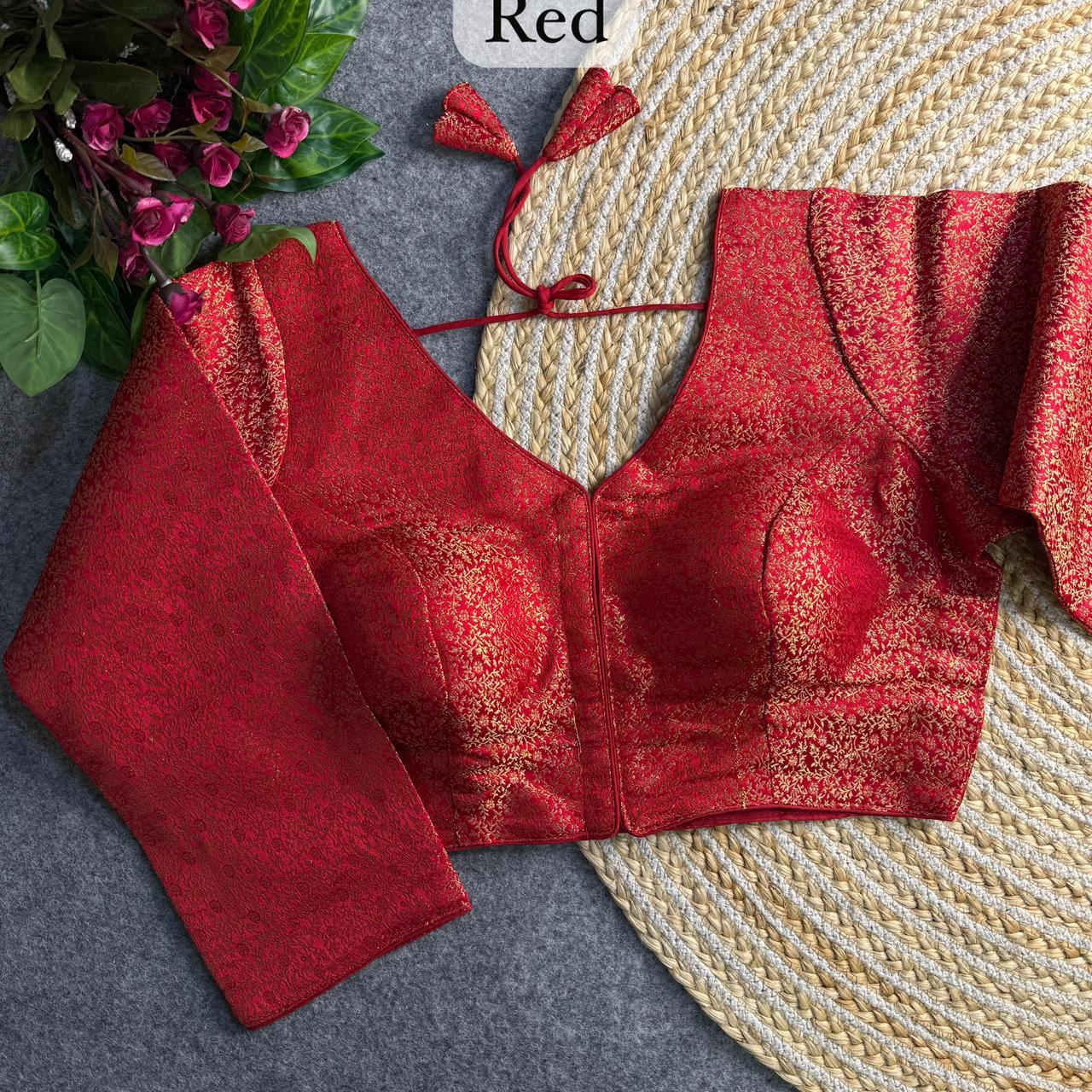 Banarasi Brocade Silk Readymade Long Sleeve Blouse – 50 AED